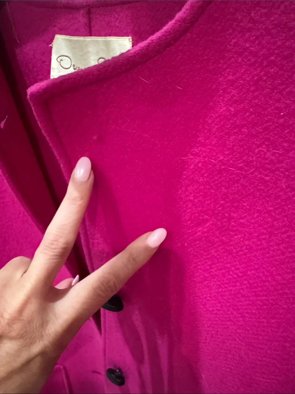 Oscar de la Renta Vibrant Fuchsia Wool Trench Coat